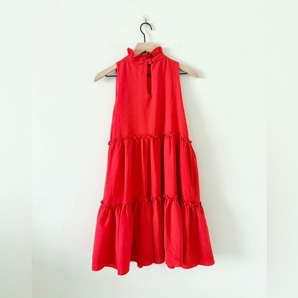 Elliatt Sonnet High Neck Swing Dress with Ruffle in Bright Red - Size M - Picture 5 of 7